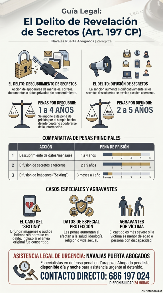 Delito de revelación de secretos. Abogado penalista Zaragoza. Derecho a la intimidad.